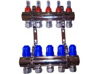 Коллектор GROSS в сборе 1"x3/4" 4 выхода Никель